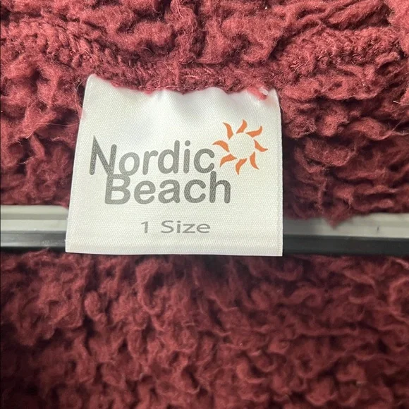 Nordic Beach Burgundy Color Sherpa Jacket - Picture 2 of 5